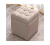 ZJTHY Ottomans en Lin avec Un Pouf carré à Cadre en Bois avec Une éponge hautement élastique Remplissage Multifonctionnel 11,8 x 13,7 Pouces