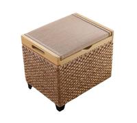 ZJTHY Paille Ottomans avec Cadre en Bois Rangement caché Pouteau de Pied de Pied selles de Pied Robustes tabourets de Rangement compacts