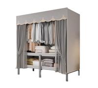 ZJTHY Penderie portable en polyester avec rideau pliable et portable avec 1 tringle de suspension