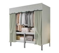 ZJTHY Penderie portable en polyester avec rideau pliable et portable avec 1 tringle de suspension