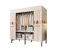 ZJTHY Placards portables en polyester avec rideau - Pliable - Économie d'espace - Armoire de rangement pour chambre à coucher