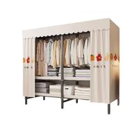 ZJTHY Placards portables en polyester avec rideau - Pliable - Économie d'espace - Armoire de rangement pour chambre à coucher