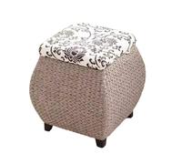 ZJTHY Plant Fiber Ottomans avec Coussin mélangée Fibre Mots de Tabouret en Bois Pategon Multifonctionnel Poot-Functional pour Le Salon
