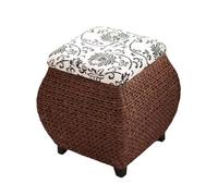 ZJTHY Plant Fiber Ottomans avec Coussin mélangée Fibre Mots de Tabouret en Bois Pategon Multifonctionnel Poot-Functional pour Le Salon