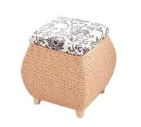ZJTHY Plant Fiber Ottomans avec Coussin mélangée Fibre Mots de Tabouret en Bois Pategon Multifonctionnel Poot-Functional pour Le Salon