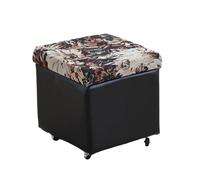ZJTHY Pouf court en fibre mélangée avec cadre en bois haute résilience en mousse ottomane compacte rétro