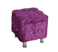 ZJTHY PU Ottomans avec tabourets de Pied carré à Cadre en Bois High-Resilience Mousse de Rangement de Mousse Purple Short Ottoman Tabouret 15,7 Pouces