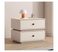 ZJTHY Tables de Chevet en Bois avec tiroirs de Rangement, Table de Chevet à 2 Niveaux, Table d'appoint multifonctionnelle du Milieu du siècle, décoration Moderne(Beige,40x40x48cm)
