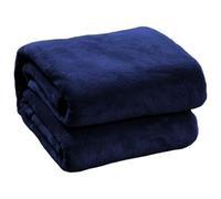 ZJUNLI Couverture Douillette 105 x 130 cm Chaud Jeté de Canapé Chaud et Doux en Peluche Respirante pour Bebes, Enfants et Animaux, Bleu Marine