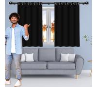 ZJUNLI Rideau Occultant Salon Lot de 1 160 x 280 cm Isolant Anti Froid Lumiere Bloquer Anti Chaleur, Anti-UV Rideau Salon, Phonique Installation Facile pour Maison Chambre, Noir