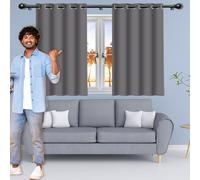 ZJUNLI Rideau Occultant Salon Lot de 1 160 x 310 cm Isolant Anti Froid Lumiere Bloquer Anti Chaleur, Anti-UV Rideau Salon, Phonique Installation Facile pour Maison Chambre, Gris Clair