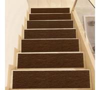 ZJUNLI Tapis D'Escalier Lot de 5, Couvre Marche Escalier 24x100cm Brun | Tapis Pour Marches D'Escalier 100% Polyester, Lavable En Machine, Dos Tpe Antidérapant, Pour Enfants Âgées Chiens