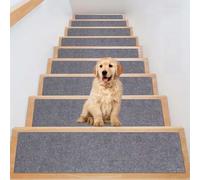 ZJUNLI Tapis D'Escalier Lot de 5, Couvre Marche Escalier 26x88cm Gris Clair | Marches D'Escalier, Tapis Marchette Antidérapant, Insonorisant, Rectangulaire, Doux Et Élastique Pour Enfants Âgées Chiens