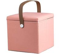 ZJXANMZ Repose-Pieds, Repose-Pieds rembourré, Pouf Ottoman Pliable avec Sangle en Cuir, repose-pieds/rose/30 x 30 x 30 cm