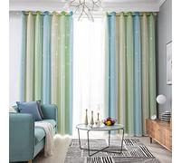 ZJXSNEH Enfants Rideaux en Tissu Princesse Rideaux pour Salon étoiles Creuses fenêtre Rideau occultant Rideau Chambre Ombre Barres Jaunes et Bleu-Arc-en-Ciel (Largeur x Haute) L100cm x H120cm x 1PC