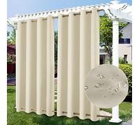 ZJXSNEH Panneaux de Rideaux extérieurs imperméables Rideaux de Patio occultants pour Porte coulissante Foyer tonnelle Beige(Largeur x Haute) L360cm x H140cm x 1PC