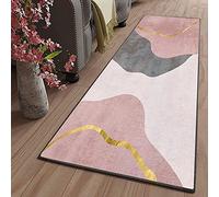ZJXSNEH Tapis Cuisine Long Lavable antiderapant Moderne Motifs Géométriques Tapis Patchwork pour Cuisine Couloir Passage Chambre Rose 60X100CM Rectangle