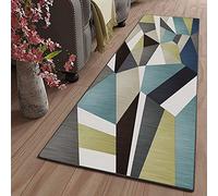 ZJXSNEH Tapis Cuisine Long Lavable antiderapant Moderne Motifs Géométriques Tapis Patchwork pour Cuisine Couloir Passage Chambre Géométrie Bleu-Vert 40X100CM/15.72X39.3inches Rectangle