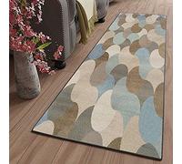 ZJXSNEH Tapis de Passage Couloir Cuisine Moderne Long Antiderapant Tissu en Polyester for Salon Chambre Entree Tapis à Motif de Géométriques Géométrie Bleue Brune 40X60CM/15.72X23.58inches Rectangle