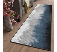 ZJXSNEH Tapis de Passage Couloir Cuisine Moderne Long Antiderapant Tissu en Polyester for Salon Chambre Entree Tapis à Motif de Géométriques Gris Vert 80X140CM Rectangle