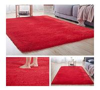 ZJXSNEH Tapis Moelleux en Peluche Tapis décor Couverture Grand Doux dégradé tie Dye Tapis de Fourrure Tapis Confortable pour Enfants bébé Salon Chambre Rouge Plus épais 60x90cm