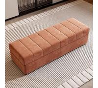 ZJYIGOWL Banquette Ottomane De Rangement en Velours Ottomane Rectangulaire avec Assise Rembourrée Moelleuse Grande Banquette D'entrée Ou De Pied De Lit Tabouret Repose-Pieds(Orange,80CM)