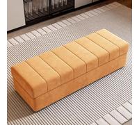 ZJYIGOWL Banquette Ottomane De Rangement en Velours Ottomane Rectangulaire avec Assise Rembourrée Moelleuse Grande Banquette D'entrée Ou De Pied De Lit Tabouret Repose-Pieds(Yellow B,80CM)
