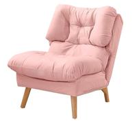 ZJYIGOWL Chaise D'appoint Rembourré pour Adultes Fauteuil À Bascule avec Coussin D'assise Amovible, Pieds en Bois Fauteuils Relaxants pour Le Jardin, Le Salon, La Cour, La Terrasse(Roze)