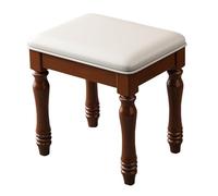 ZJYIGOWL Chaises De Cuisine en Cuir avec Coussin Moelleux Tabouret D'étude Carré sans Dossier Tabouret De Maquillage Rembourré avec Pieds en Bois pour Salon, Bureau, Chambre À Coucher(Bianco,C)