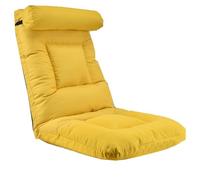 ZJYIGOWL Fauteuil Canapé Pliant avec Appui-tête Tissu en Lin Chaise De Sol Pliante avec 6 Positions D'inclinaison Fauteuils Inclinables Rembourrés avec Dossier(Yellow,M)