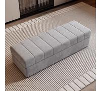 ZJYIGOWL Ottomane Rectangulaire Banquette Ottomane De Rangement en Velours avec Assise Rembourrée Moelleuse Grande Banquette D'entrée Ou De Pied De Lit Tabouret Repose-Pieds(Gray B,60CM)