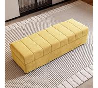 ZJYIGOWL Ottomane Rectangulaire Banquette Ottomane De Rangement en Velours avec Assise Rembourrée Moelleuse Grande Banquette D'entrée Ou De Pied De Lit Tabouret Repose-Pieds(Yellow A,60CM)