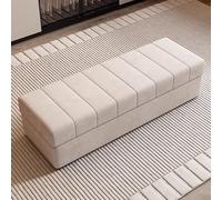 ZJYIGOWL Ottomane Rectangulaire Banquette Ottomane De Rangement en Velours avec Assise Rembourrée Moelleuse Grande Banquette D'entrée Ou De Pied De Lit Tabouret Repose-Pieds(Beige,100CM)