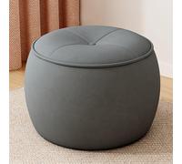 ZJYIGOWL Petit Repose-Pieds en Cuir Pouf Rond Empilable Ottoman Repose-Pieds pour Changer De Chaussures avec Assise Rembourrée Petit Siège D'appoint pour Canapé, Entrée(Dark Gray)