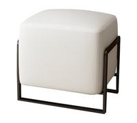 ZJYIGOWL Repose-Pieds Ottoman avec Structure Métallique Fauteuil De Maquillage Rembourré Petit Banc Ottoman Repose-Pieds en Cuir pour Salon, Le Bureau Ou L'entrée(Bianco,Black Frame)