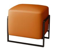ZJYIGOWL Repose-Pieds Ottoman avec Structure Métallique Fauteuil De Maquillage Rembourré Petit Banc Ottoman Repose-Pieds en Cuir pour Salon, Le Bureau Ou L'entrée(Orange,Black Frame)
