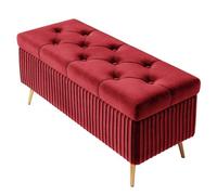 ZJYIGOWL Repose-Pieds Ottoman en Velours pour Entrée Banc Rectangulaire De Bout De Lit avec Rangement Caché Banc Ottoman pour Chambre À Coucher pour Salon(Rosso,80cm)