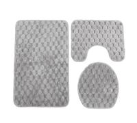 Zjythocyber Ensemble de Tapis Doux pour l’entraînement à la propreté, Ensemble de Tapis de Salle de Bain avec Couvercle de siège de Toilette, Tapis de Bain Chaud 3D à Poils bouclés Absorbant (Grise)