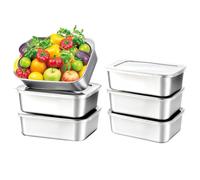 Zjyufy Contenants alimentaires en acier inoxydable avec couvercles, petites boîtes à snacks étanches, bols en acier inoxydable avec couvercles hermétiques pour pique-niques et voyages, réutilisables