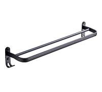 ZJYWMM Porte-Serviettes en Aluminium Noir avec Crochet, Barre Porte-Serviettes Murale, Porte-Serviettes à Double Barre, sans perçage 40 cm