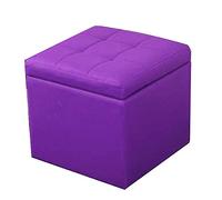 ZJYWMM Poufs et Repose-Pieds Grand Coffre de Rangement Ottoman Rectangle Confortable en PU Robuste et Robuste en Bois Massif ,7 Tailles, 9 Couleurs (Couleur : Violet, Taille : 30x30x46CM)