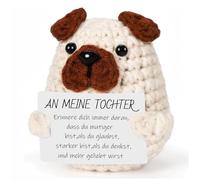 ZJZG Pocket Hug Chien heureux, cadeaux pour fille, poupée créative en laine tricotée, cadeau d'anniversaire pour fille, courage, bon cadeau de rétablissement