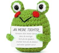 ZJZG Pocket Hug Grenouille heureuse, cadeaux pour fille, poupée créative en laine tricotée, cadeau d'anniversaire pour fille, courage, cadeau de bon rétablissement