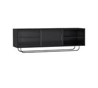 ZKALQECNF Bibliothèque organisatrice Murale, Planche Artificielle avec Armoire de Rangement à Porte coulissante en Plastique, for présentoir Cuisine Bureau Domicile (Noir) Polyvalent(L120xW28xH35 cm)
