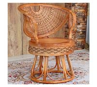 ZKALQECNF Chaises De Rotin Chaise en rotin Naturel avec Dossier et Coussin, Chaise pivotante for la Maison, Chaise Longue for Balcon, Patio et terrasse Chaises de Jardin(Yellow)