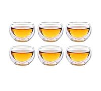 ZKALQECNF Lait Ensemble de 6 petites tasses à thé en verre double paroi, soufflées la main borosilicate transparent Boissons