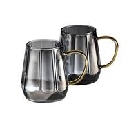 ZKALQECNF Lait Lot de 2 tasses à café en verre, 350 ml (11,8 oz), borosilicate transparent avec anse, for, jus et boissons lactées Boissons(Grigio)