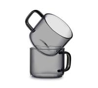 ZKALQECNF Lait Lot de 2 tasses en verre transparent avec anse, idéales for le café ou la dégustation thé, 150 ml (5 oz) Boissons(Grigio)