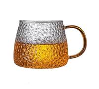 ZKALQECNF Lait Tasses à café en verre martelé, 13,5 oz, texturé transparent avec poignée for la maison, le bureau et les cafés Boissons