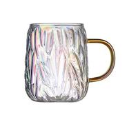 ZKALQECNF Lait Tasses à café en verre texturé effet glacier, 480 ml, avec anses, idéales for le thé, cappuccino, latte, les jus de fruits et lait Boissons(Multi-colored)